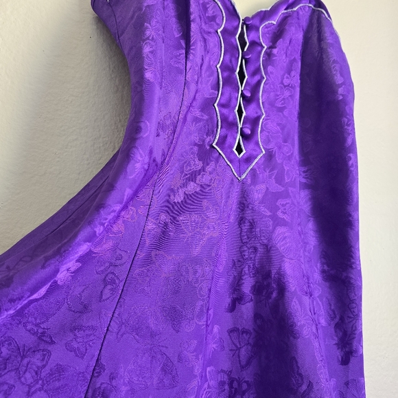 🦋Vintage Butterfly Shimmery Silky Dark Purple Lingerie Slip Dress🦋 - Picture 5 of 16